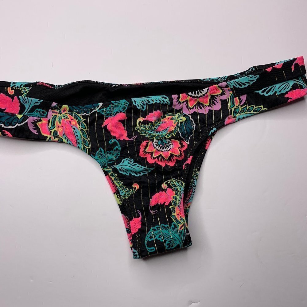 Unbranded Black Floral Bikini Buttom One Size